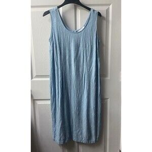 Dress Barn Dress Women Plus Size 18W Blue Textured Sleevless Midi Vacation Beach
